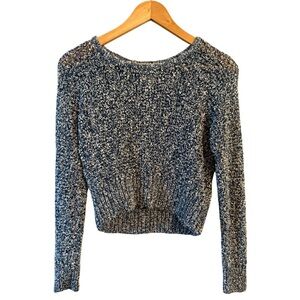 Mara Hoffman Loose Knit Sweater Navy White Boucle Small Cropped Chunky